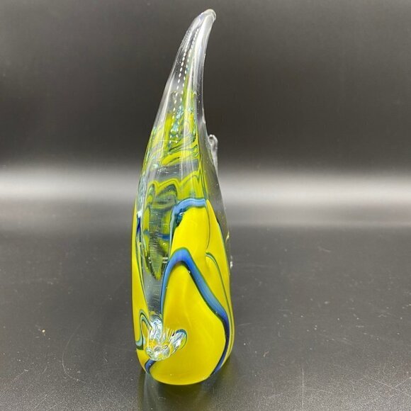 SPI Home Yellow Blue Angel Fish Art Glass - Picture 2 of 5